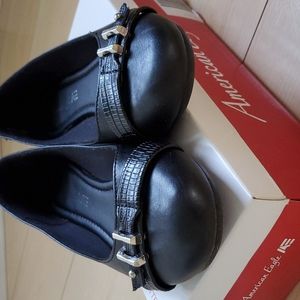 Leather Flats with Silver Buckle Detail